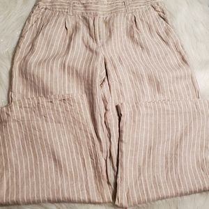 Michael Kors Tan Stripe Linen Pants Size 12